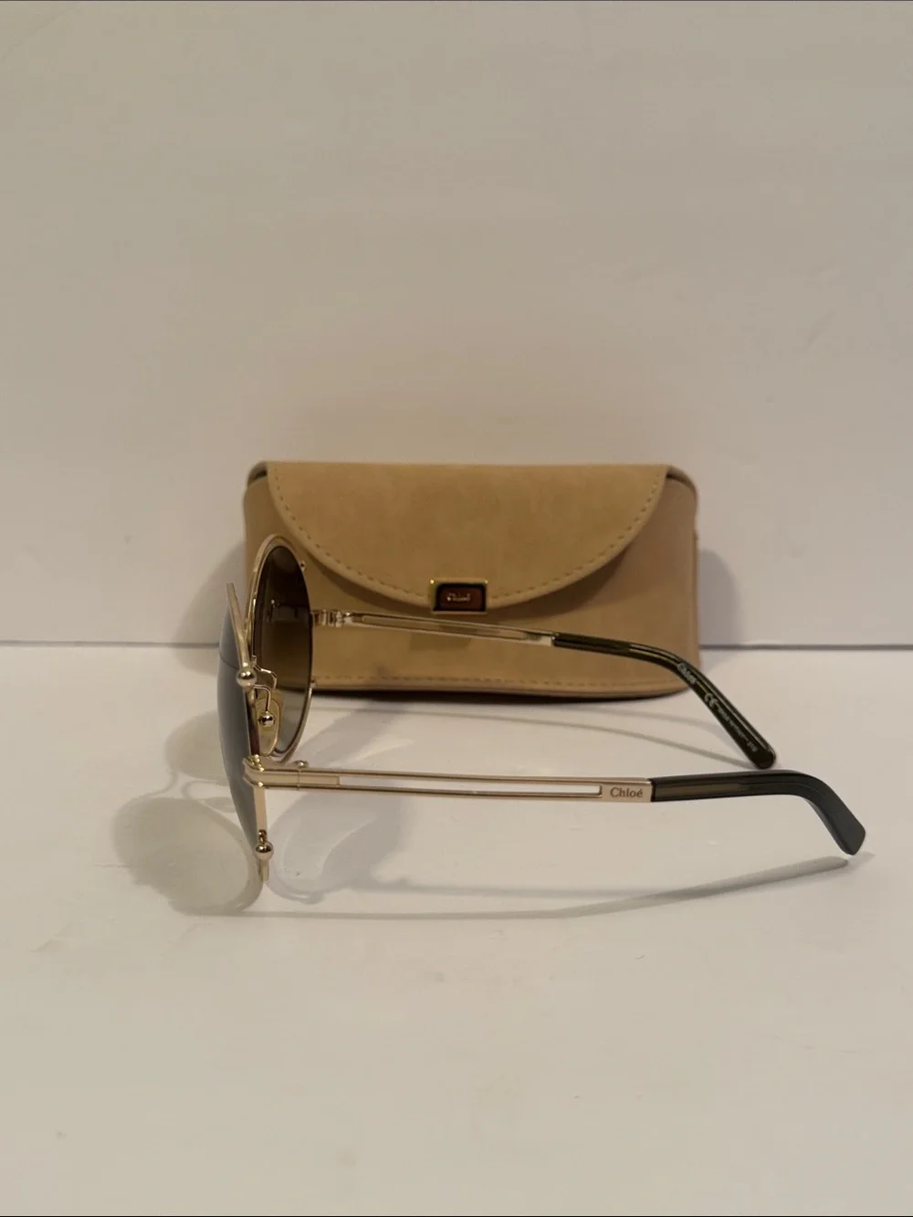 Chloe CE 122S Round Gold Frame Sunglasses with Gradient Lenses